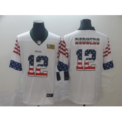 Packers 12 Aaron Rodgers White USA Flag Fashion Limited Jersey