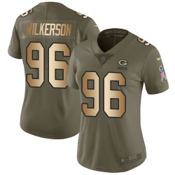 Nike Packers #96 Muhammad Wilkerson Olive Gold Womens Stitched NFL Limited 2017 Salute to Service Jersey