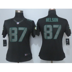 Women New Nike Green Bay Packers 87 Nelson Impact Limited Black Jerseys