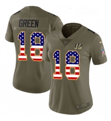 Womens Nike Cincinnati Bengals 18 AJ Green Limited OliveUSA Flag 2017 Salute to Service NFL Jersey