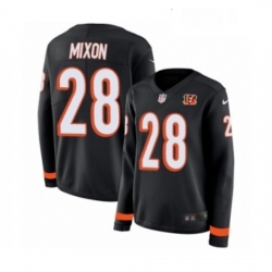 Womens Nike Cincinnati Bengals 28 Joe Mixon Limited Black Therma Long Sleeve NFL Jersey