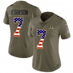 Womens Nike Cincinnati Bengals 7 Boomer Esiason Limited OliveUSA Flag 2017 Salute to Service NFL Jersey