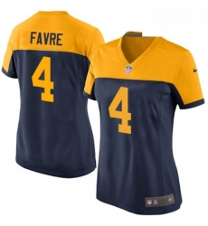 Womens Nike Green Bay Packers 4 Brett Favre Elite Navy Blue Alternate NFL Jersey