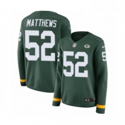 Womens Nike Green Bay Packers 52 Clay Matthews Limited Green Therma Long Sleeve NFL Jersey