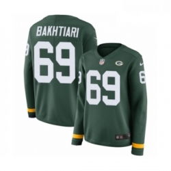 Womens Nike Green Bay Packers 69 David Bakhtiari Limited Green Therma Long Sleeve NFL Jersey