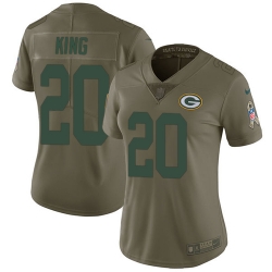 Womens Nike Packers #20 Kevin King Olive  Stitched NFL Limited 2017 Salute to Service Jersey