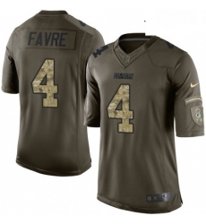 Youth Nike Green Bay Packers 4 Brett Favre Elite Green Salute to Service NFL Jersey