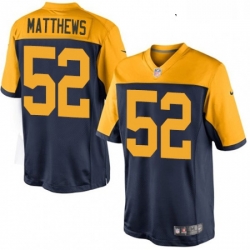 Youth Nike Green Bay Packers 52 Clay Matthews Elite Navy Blue Alternate NFL Jersey