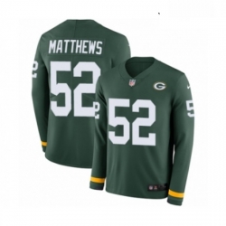 Youth Nike Green Bay Packers 52 Clay Matthews Limited Green Therma Long Sleeve NFL Jersey