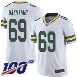 Youth Packers 69 David Bakhtiari White Stitched Football 100th Season Vapor Limited Jersey