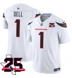 Men Houston Texans 1 Tank Dell White 2026 25th Anniversary Patch F U S E Vapor Limited Stitched Football Jersey Men Houston Texans 1 Tank Dell White 2026 25th Anniversary Patch F U S E Vapor Limited Stitched Football Jersey