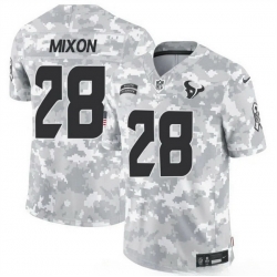 Men Houston Texans 28 Joe Mixon 2024 F U S E Arctic Camo Salute To Service Limited Stitched Football Jersey