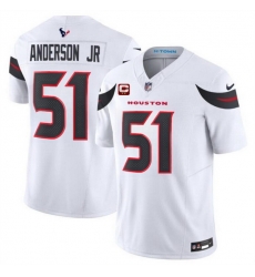 Men Houston Texans 51 Will Anderson Jr White 2024 Vapor F U S E  With 2 Star C Patch Limited Stitched Jersey