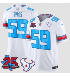 Men Houston Texans 59 Aiden Fisher White 2026 25th Anniversary Patch F U S E HOUSTON US Rivalries Collection Limited Stitched Football Jersey Men Houston Texans 59 Aiden Fisher White 2026 25th Anniversary Patch F U S E HOUSTON US Rivalries Collection Limited Stitched Football Jersey