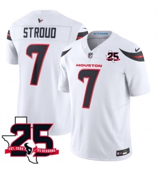 Men Houston Texans 7 C J Stroud White 2026 25th Anniversary Patch F U S E Vapor Limited Stitched Football Jersey Men Houston Texans 7 C J Stroud White 2026 25th Anniversary Patch F U S E Vapor Limited Stitched Football Jersey