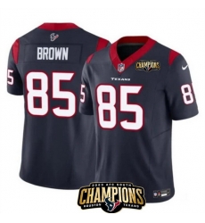 Men Houston Texans 85 Noah Brown Red 2023 F U S E  AFC South Champions Patch Vapor Untouchable Limited Stitched Football Jersey
