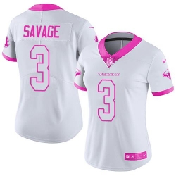 Nike Texans #3 Tom Savage White Pink Womens Stitched NFL Limited Rush Fashion Jersey