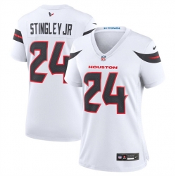 Women Houston Texans 24 Derek Stingley Jr  White 2024 Stitched Jersey