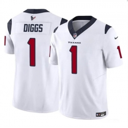 Youth Houston Texans 1 Stefon Diggs White 2024 F U S E Vapor Untouchable Limited Stitched Football Jersey