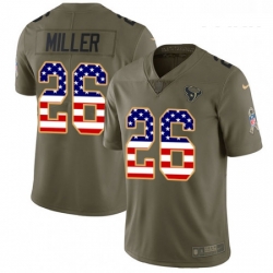 Youth Nike Houston Texans 26 Lamar Miller Limited OliveUSA Flag 2017 Salute to Service NFL Jersey