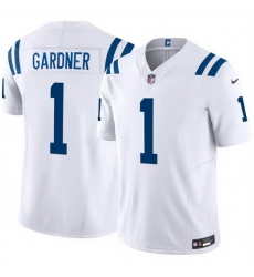 Men Indianapolis Colts 1 Sauce Gardner White 2025 F U S E Vapor Limited Stitched Football Jersey Men Indianapolis Colts 1 Sauce Gardner White 2025 F U S E Vapor Limited Stitched Football Jersey