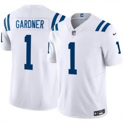 Men Indianapolis Colts 1 Sauce Gardner White 2025 F U S E  Vapor Limited Stitched Football Jersey