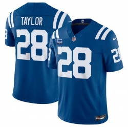Men Indianapolis Colts  28 Jonathan Taylor Blue 2026 F U S E  With 4 Star C Patch Vapor Limited Stitched Football Jersey