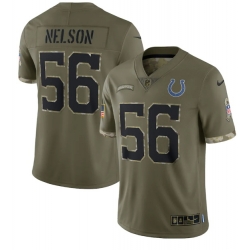 Men Indianapolis Colts 56 Quenton Nelson Olive 2022 Salute To Service Limited Stitched Jersey