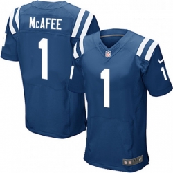 Men Nike Indianapolis Colts 1 Pat McAfee Elite Royal Blue Team Color NFL Jersey