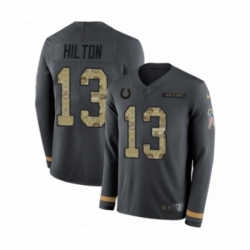 Men Nike Indianapolis Colts 13 TY Hilton Limited Black Salute to Service Therma Long Sleeve NFL Jersey