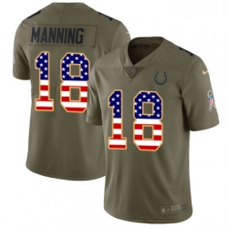 Men Nike Indianapolis Colts 18 Peyton Manning Limited OliveUSA Flag 2017 Salute to Service NFL Jersey