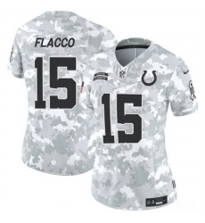 Women Indianapolis Colts 15 Joe Flacco 2024 F U S E Arctic Camo Salute To Service Limited Stitched Jersey