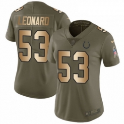 Womens Nike Indianapolis Colts 53 Darius Leonard Limited OliveGold 2017 Salute to Service NFL Jersey