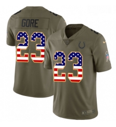 Youth Nike Indianapolis Colts 23 Frank Gore Limited OliveUSA Flag 2017 Salute to Service NFL Jersey