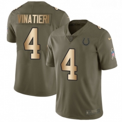 Youth Nike Indianapolis Colts 4 Adam Vinatieri Limited OliveGold 2017 Salute to Service NFL Jersey