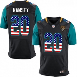 Men Nike Jacksonville Jaguars 20 Jalen Ramsey Elite Black Alternate USA Flag Fashion NFL Jersey