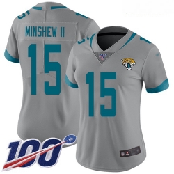 Jaguars #15 Gardner Minshew II Silver Women Stitched Football Limited Inverted Legend 100th Season Jersey