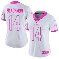 Nike Jaguars #14 Justin Blackmon White Pink Womens Stitched NFL Limited Rush Fashion Jersey