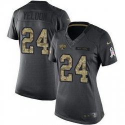 Nike Jaguars #24 T J  Yeldon Black Womens Stitched NFL Limited 2016 Salute to Service Jersey