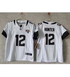 Women Jacksonville Jaguars 12 Travis Hunter White 2024 F U S E Vapor Limited Stitched Football Jersey Women Jacksonville Jaguars 12 Travis Hunter White 2024 F U S E Vapor Limited Stitched Football Jersey