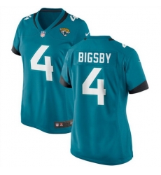 Women Jacksonville Jaguars 4 Tank Bigsby Teal Stitched Jersey  Run Small