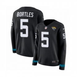 Womens Nike Jacksonville Jaguars 5 Blake Bortles Limited Black Therma Long Sleeve NFL Jersey