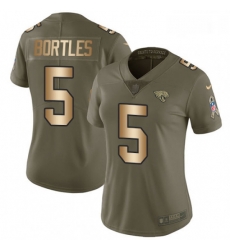 Womens Nike Jacksonville Jaguars 5 Blake Bortles Limited OliveGold 2017 Salute to Service NFL Jersey