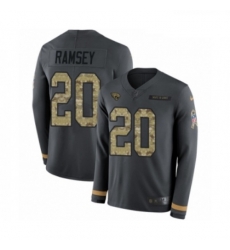 Youth Nike Jacksonville Jaguars 20 Jalen Ramsey Limited Black Salute to Service Therma Long Sleeve NFL Jersey