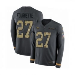 Youth Nike Jacksonville Jaguars 27 Leonard Fournette Limited Black Salute to Service Therma Long Sleeve NFL Jersey