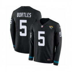 Youth Nike Jacksonville Jaguars 5 Blake Bortles Limited Black Therma Long Sleeve NFL Jersey