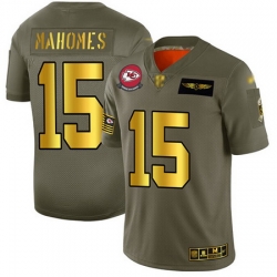 Chiefs 15 Patrick Mahomes Camo Gold Men Stitched Football Limited 2019 Salute To Service Jersey