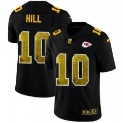 Kansas City Chiefs 10 Tyreek Hill Men Black Nike Golden Sequin Vapor Limited NFL Jersey