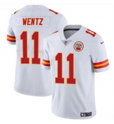 Men   Kansas City Chiefs 11 Carson Wentz White Vapor Untouchable Limited Stitched Football Jersey