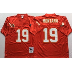 Men Kansas City Chiefs 19 Joe Montana Red M&N Throwback Jersey